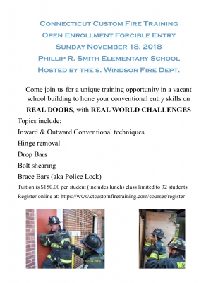 Open Enrollment Forcible Entry - Hosted by the S. Windsor Fire Dept.